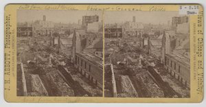 A vista do leste do tribunal após Chicago Fire de 1871 de J. H. Abbott