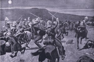 Carga lunar do 19º Hussardos nr Steenkampberg , ilustração de 