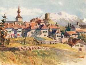 La Roche, Hte Savoie, JHL (litografia a cores) de J. Hardwicke Lewis
