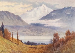 O Monte Branco visto de cima de Morges (litografia a cores) de J. Hardwicke Lewis