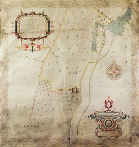 Mapa da Mansão de Shifnal, Shropshire, 1635 (tinta e cor sobre velino)