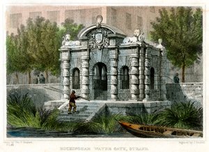 Buckingham Water Gate, Strand, Westminster, Londres, 1830. de J Henshall