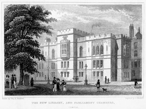The New Library and Parliament Chambers, Temple, Londres, 1829. de J Hinchcliff