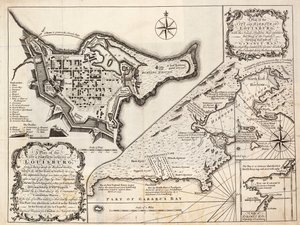 Um plano da cidade e do porto de Louisburg, Cabo Bretão de J. Hinton