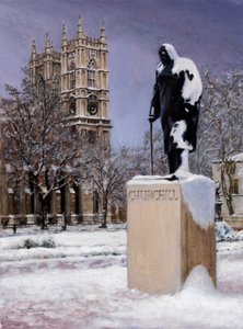 Sir Winston na neve, 2000 (pintura a óleo) de J Hugh L Beattie