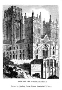 Vista noroeste da Catedral de Durham, 1843 de J. Jackson