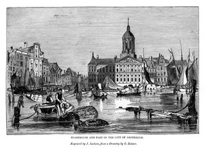 Stadthouse e parte da cidade de Amsterdã, 1843