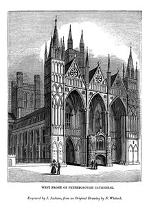Frente oeste da Catedral de Peterborough, 1843 de J. Jackson
