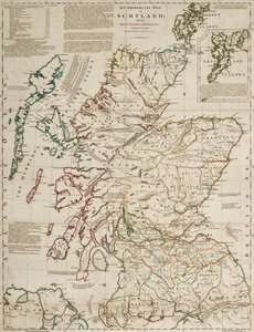 Um mapa comercial da Escócia com as estradas, as etapas e as distâncias de J. Knox