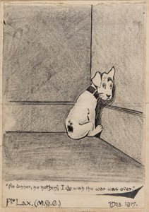Sem jantar, sem nada, eu gostaria que a guerra acabasse, 1917 (lápis, caneta e tinta no papel) de J. Lax