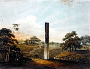 O pilar Pré-Asokan em Araraj, Bihar do Norte de J. Lt HM 24th Regt Harris