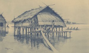 Aldeia marinha da Nova Guiné (litho)