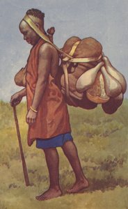 Mulher da Colónia do Quénia com carga (cor litho)