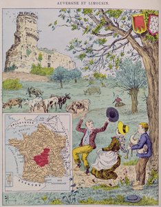 Auvérnia e Limousin, ilustração para o Tour de France por Marie de Grandmaison, 1893 de J. Maurel
