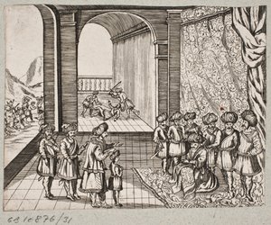 Ilustração de Adam Olearius, “Persian Rosenthal por um engenhoso poeta Schich Saadi […]”, Schleswig 1660