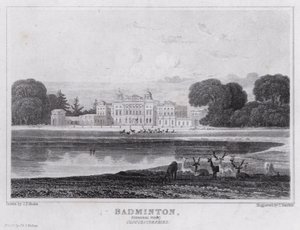 Badminton, Vista Geral, Gloucestershire (gravura) de John Preston Neale
