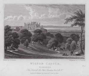 Wilton Castle, Yorkshire, a sede de Sir John Lowther (gravura) de John Preston Neale