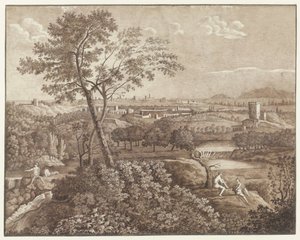 Paisagem italiana perto de Roma de J. Pallard