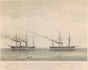 HMS "Basilisk" e HMS "Niger" em 20 de junho de 1849, c.1849 (litografia) de J. R. Jobbins