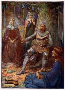 Robert the Bruce, rei da Escócia, lendo histórias para seus seguidores, do século 14
