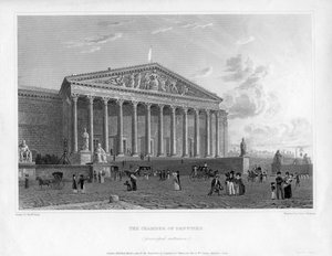 A Câmara dos Deputados, entrada principal, Paris, França, 1822