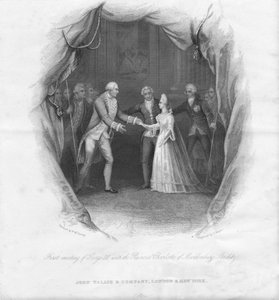 Primeira reunião de George III com a princesa Charlotte ..., 1761, meados do século XIX. de J. Rogers