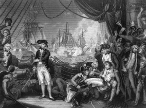 Cena no convés da rainha Charlotte, 1 de junho de 1794 c1857. de J. Rogers