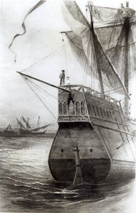 O momento supremo na noite de 11 de outubro de 1492, de "A história padrão dos jovens dos Estados Unidos", 1895 (gravura) (foto bundw)
