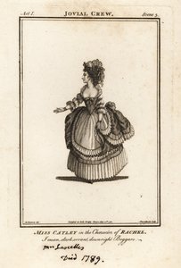 Miss Ann Catley na personagem de Rachel em Richard Bromes The Jovial Crew, Covent Garden Theatre de J. Thornthwaite