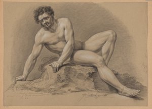 Sentado nu masculino, visto de frente (2º prémio 1810) de J. Uittenbogaardt
