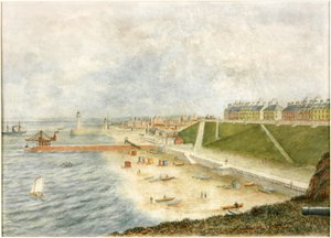 Roker Terrace e entrada do porto de Holey Rock (aquarela sobre papel) de J. Webster