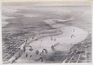 Visão panorâmica de Nova Orleans, de "A História dos Estados Unidos", vol. II, de Charles Mackay, gravado por W. Ridgeway, c.1830 de J. Wells