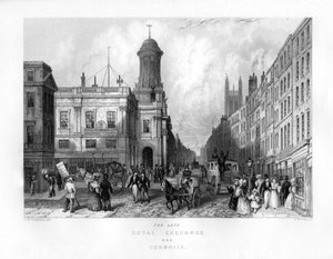 Royal Exchange e Cornhill, Londres, século XIX.