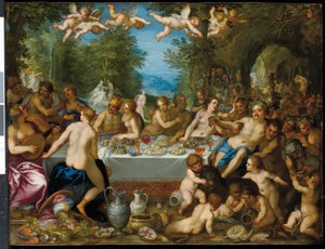 A festa dos deuses: o casamento de Baco e Ariadne de J. and Rottennhammer Hans I Brueghel