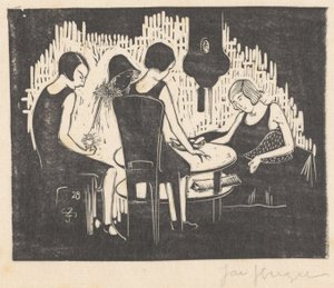 Quatro mulheres sentadas a uma mesa de Jac Jongert (signed by artist)