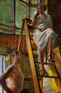 Satyr e um modelo de Jacek Malczewski