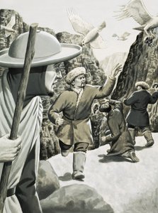 Soldados chineses () não identificados atacados por pássaros de Jack Keay