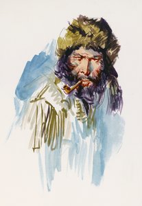 Ilustração para Call of Wild, romance de aventura de Jack London (1876-1916), desenho de Jack London