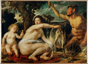 Jupiter enfant nourri par la chevre Amalthee - O filho Júpiter amamentado pela cabra Amalthea ... de Jacob (studio of) Jordaens