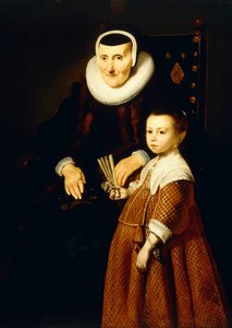 Retrato, senhora, 80 anos, menina, 6 anos, três quartos, c.1632-33
