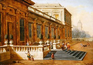 O Retorno do Filho Pródigo nos Degraus de um Palácio Clássico (óleo sobre tela) de Jacob Balthasar Peeters