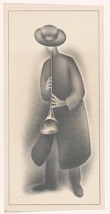 Músico de rua com instrumento de sopro de Jacob Bendien (signed by artist)