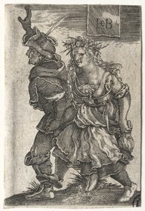 Um casal dançando de camponeses. de Jacob Binck