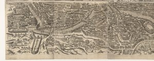 Mapa de Roma na época do Imperador Augusto (folha inferior)
Anteiquae urbis imago accuratissime ex vetusteis monumenteis formata
Effigies antiquae Romae ex vestigiis aedificiorum ruinis (...) de Jacob Bos