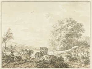 Paisagem montanhosa com reboque de viagem