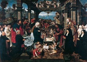 The Nativity of Christ par Cornelisz van Oostsanen, Jacob (Jacob Cornelisz van Amsterdam) (ca. 1470-1533). Óleo sobre madeira