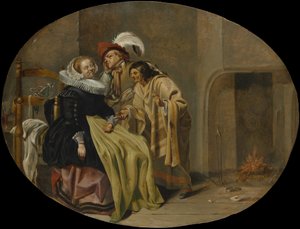 Um casal em um interior com uma cigana cartomante, ca. 1632-33.