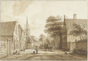 A estrada secundária em Voorschoten de Jacob Elias La Fargue