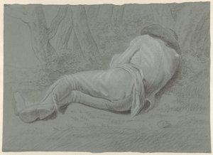 Homem deitado sob as árvores de Jacob Ernst Marcus (attributed to)