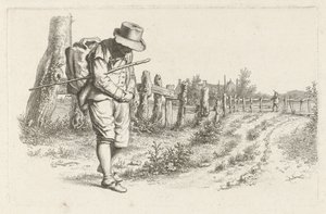 Viajante em uma estrada rural Impressões de estudo / Etudes gravées (título da série) de Jacob Ernst Marcus